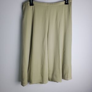 Talbots Green Silk Midi Skirt Size 12W
